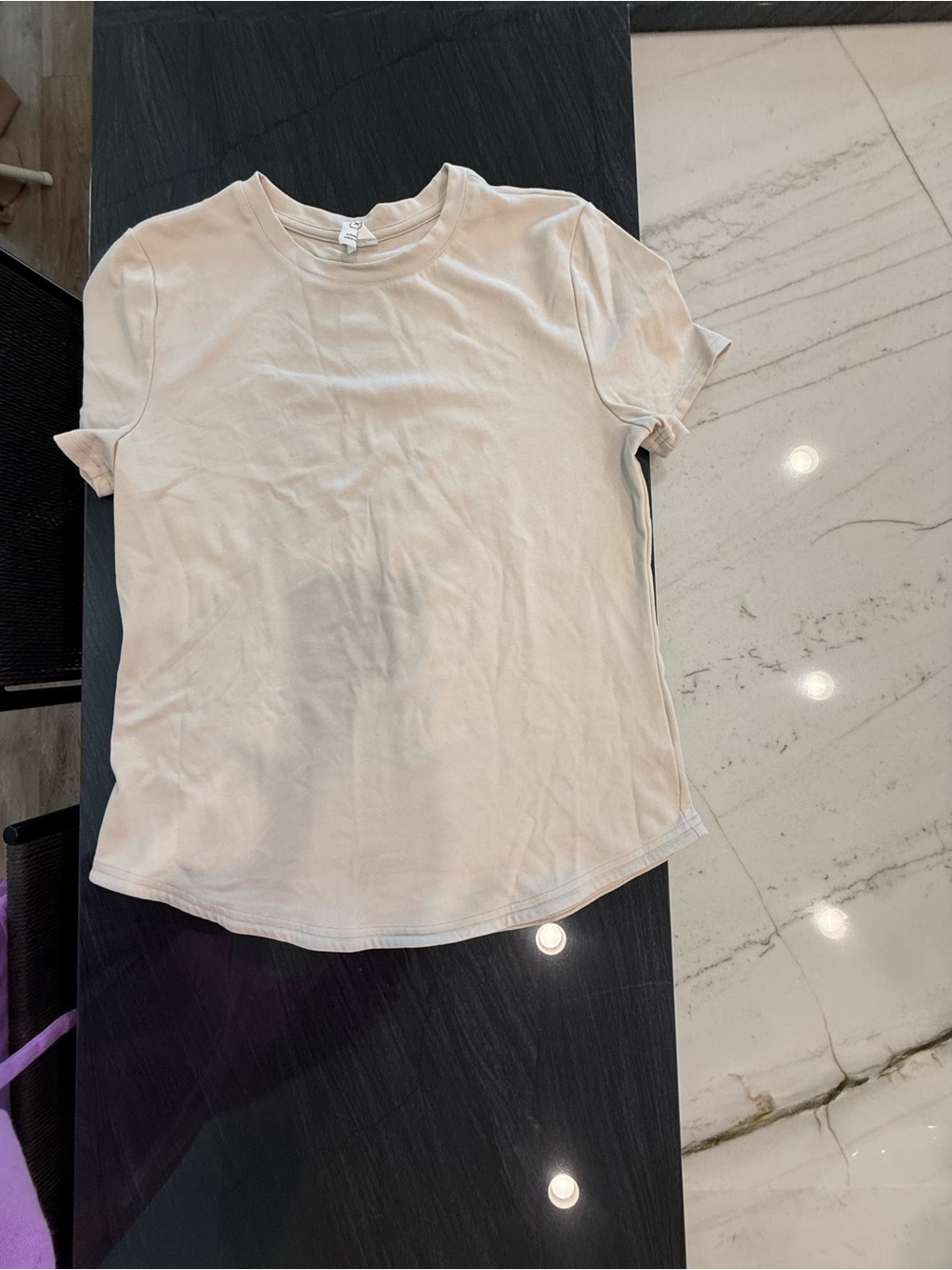 BYLT Women's Short Sleeve Crewneck Tee in Light Beige